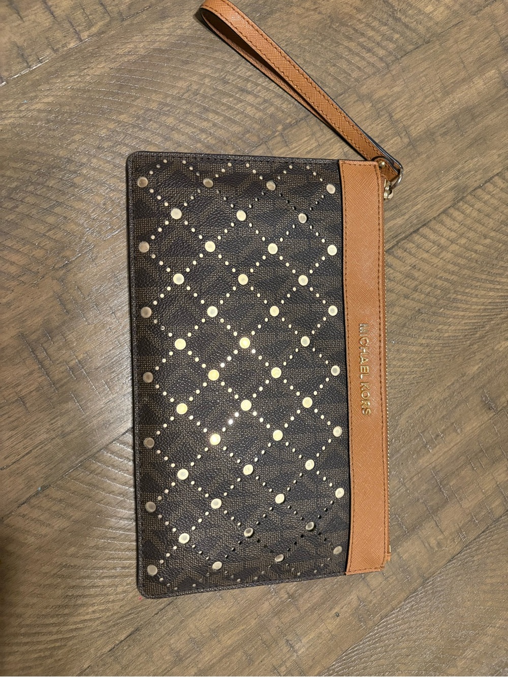Michael Kors Brown & Tan Wristlet Pouch